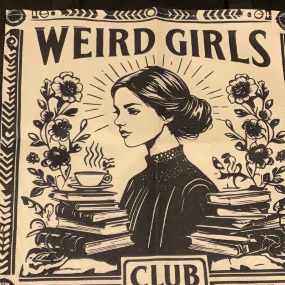WEIRD GIRLS CLUB BURLAP TOTE. NEW W/0 TAGS.